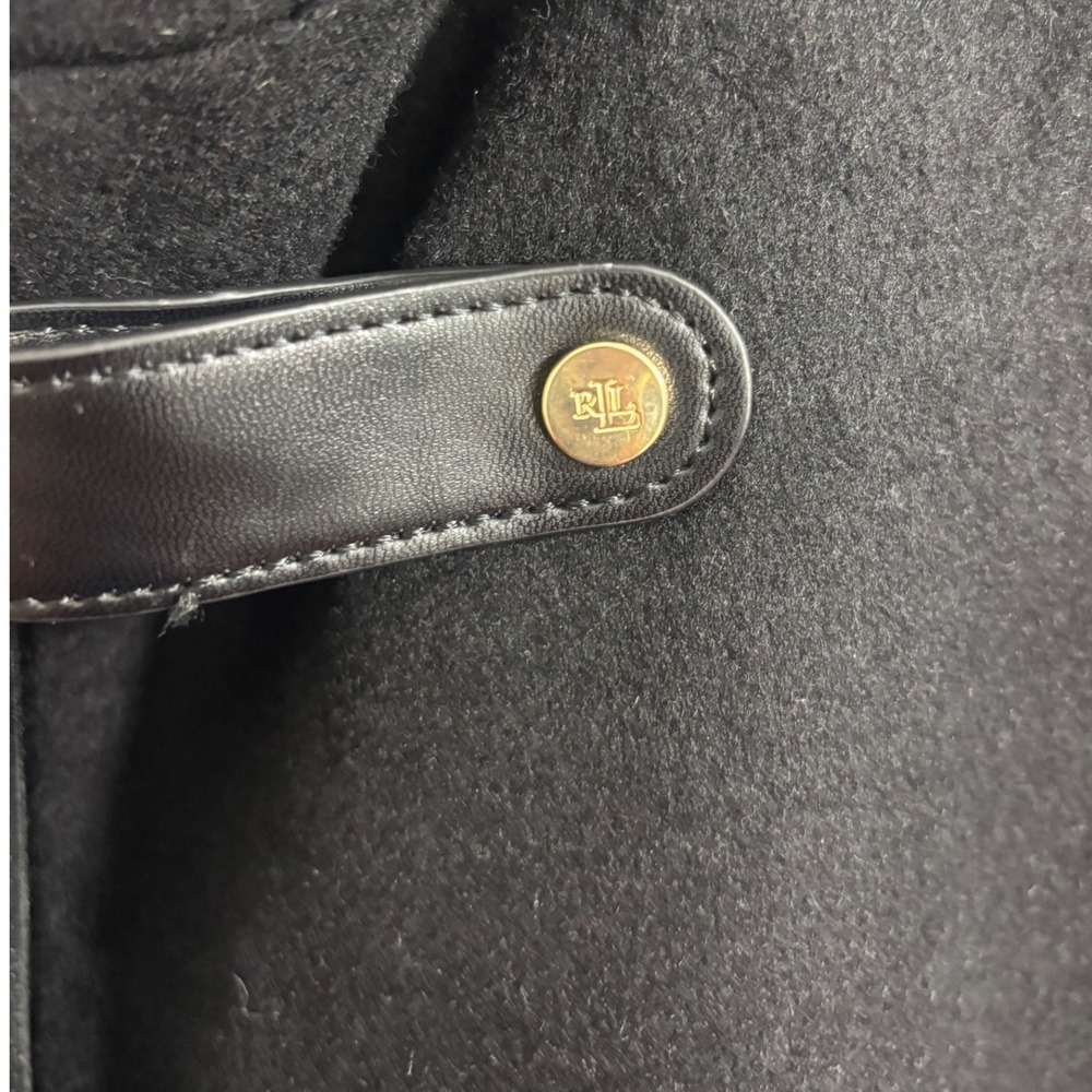 Lauren Ralph Lauren Wool Blend Mockneck Woman's Black Double Buckle Pea Coat 14 - Picture 10 of 11